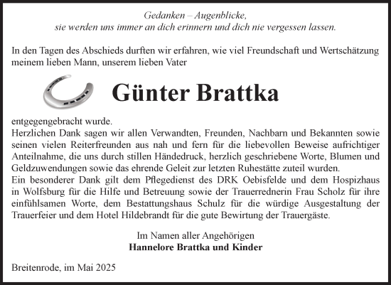 Traueranzeige von Günter Brattka von Volksstimme Altmark West