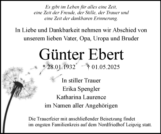 Traueranzeige von Günter Ebert von Mitteldeutsche Zeitung Halle/Saalkreis