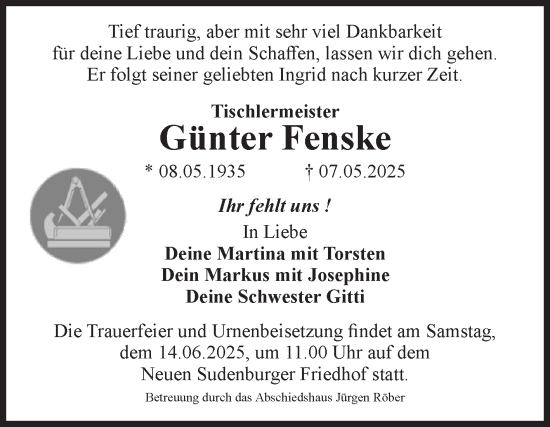 Traueranzeige von Günter Fenske von Volksstimme Magdeburg