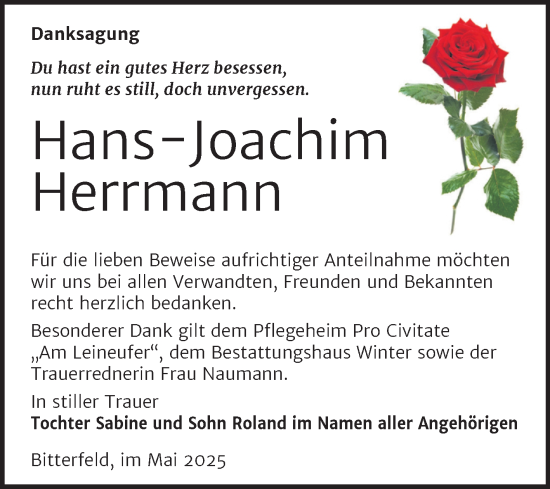 Traueranzeige von Hans-Joachim Herrmann von Trauerkombi Bitterfeld