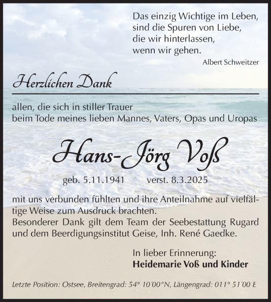 Traueranzeige von Hans-Jörg Voß von Trauerkombi Köthen
