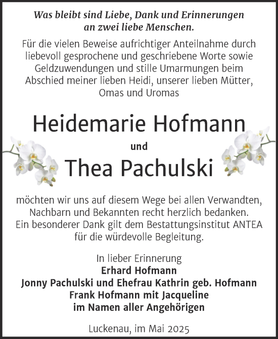 Traueranzeige von Heidemarie Hofmann von Trauerkombi Weißenfels