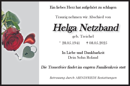Traueranzeige von Helga Netzband von Volksstimme Haldensleben/Wolmirstedt