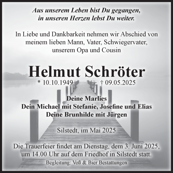 Traueranzeige von Helmut Schröter von Volksstimme Wernigerode