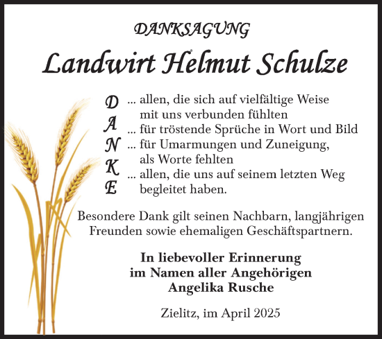 Traueranzeige von Helmut Schulze von Volksstimme Haldensleben/Wolmirstedt