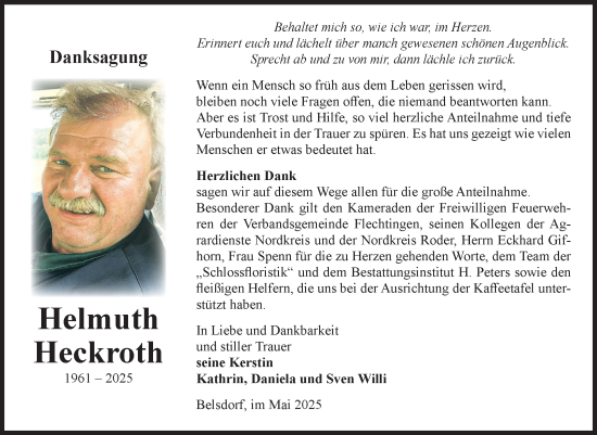 Traueranzeige von Helmuth Heckroth von Volksstimme Haldensleben/Wolmirstedt