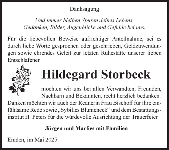 Traueranzeige von Hildegard Storbeck von Volksstimme Haldensleben/Wolmirstedt