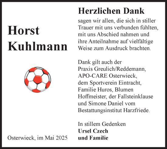Traueranzeige von Horst Kuhlmann von Volksstimme Halberstadt
