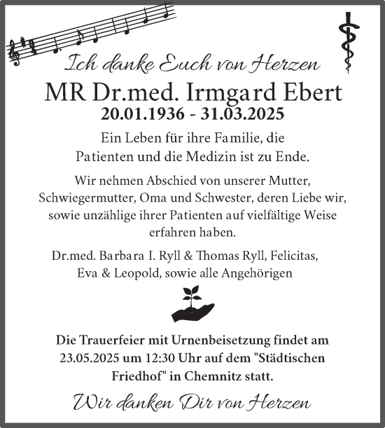 Traueranzeige von Irmgard Ebert von Mitteldeutsche Zeitung Halle/Saalkreis