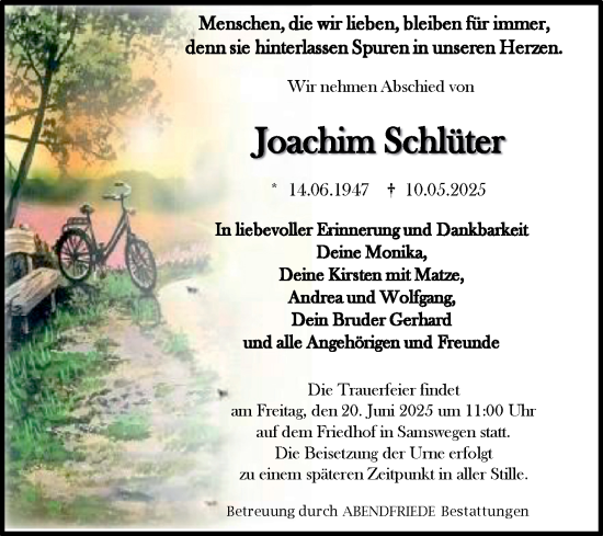Traueranzeige von Joachim Schlüter von Volksstimme Haldensleben/Wolmirstedt