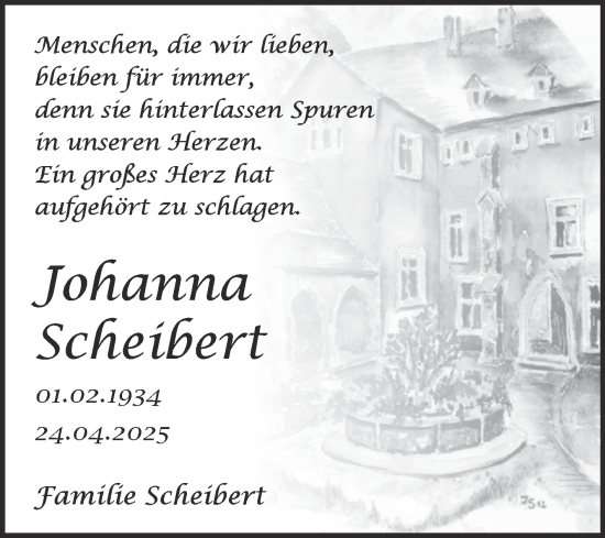 Traueranzeige von Johanna Scheibert von Trauerkombi Weißenfels