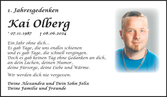 Traueranzeige von Kai Olberg von Trauerkombi Bitterfeld