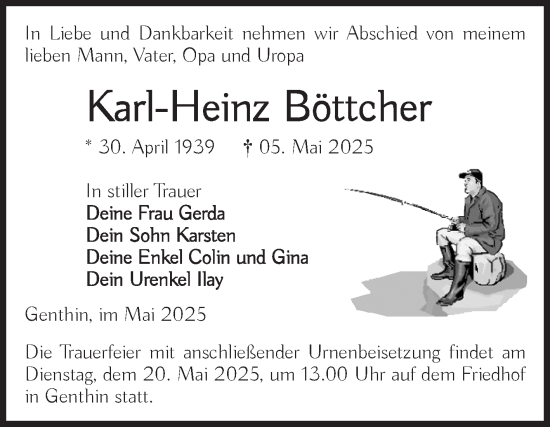 Traueranzeige von Karl-Heinz Böttcher von Volksstimme Burg/Genthin