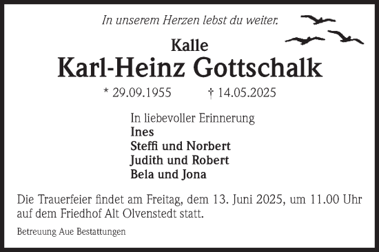 Traueranzeige von Karl-Heinz Gottschalk von Volksstimme Magdeburg