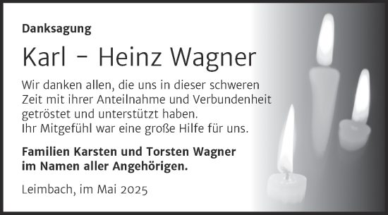 Traueranzeige von Karl-Heinz Wagner von Trauerkombi Mansfelder Land