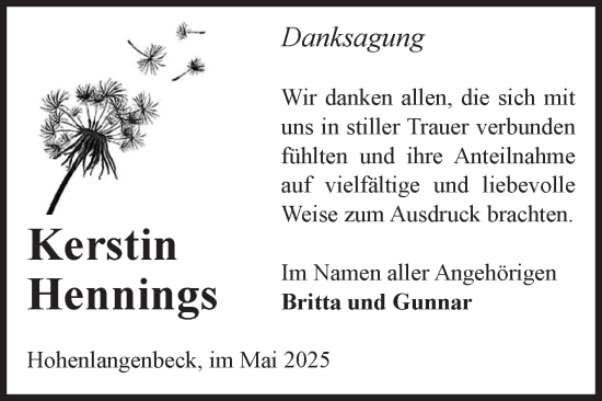 Traueranzeige von Kerstin Hennings von Volksstimme Altmark West