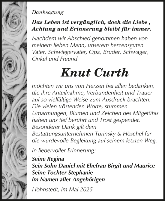 Traueranzeige von Knut Curth von Mitteldeutsche Zeitung Halle/Saalkreis