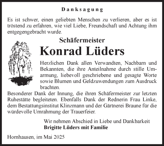 Traueranzeige von Konrad Lüders von Volksstimme Oschersleben/Wanzleben