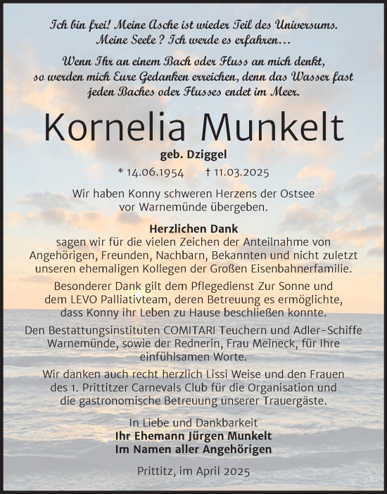 Traueranzeige von Kornelia Munkelt von Trauerkombi Weißenfels