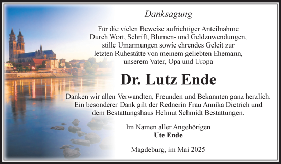 Traueranzeige von Lutz Ende von Volksstimme Magdeburg