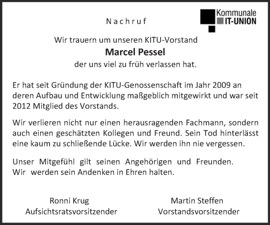 Traueranzeige von Marcel Pessel von Mitteldeutsche Zeitung Gesamt Sachsen-Anhalt Süd