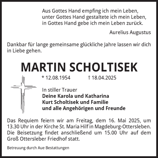Traueranzeige von Martin Scholtisek von Volksstimme Magdeburg