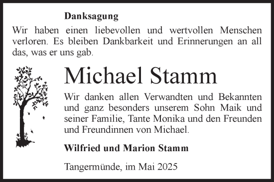 Traueranzeige von Michael Stamm von Volksstimme Altmark Ost