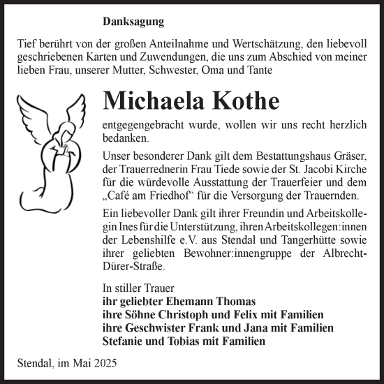 Traueranzeige von Michaela Kothe von Volksstimme Altmark Ost