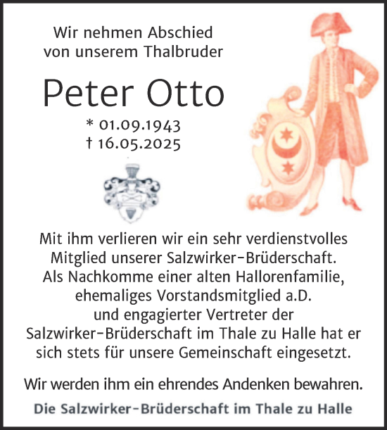 Traueranzeige von Peter Otto von Mitteldeutsche Zeitung Halle/Saalkreis