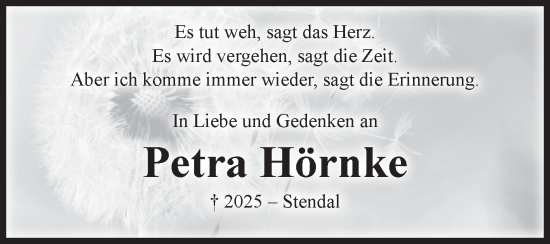 Traueranzeige von Petra Hörnke 