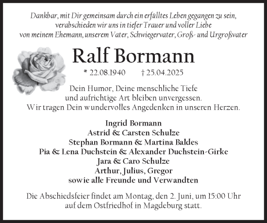Traueranzeige von Ralf Bormann von Volksstimme Magdeburg