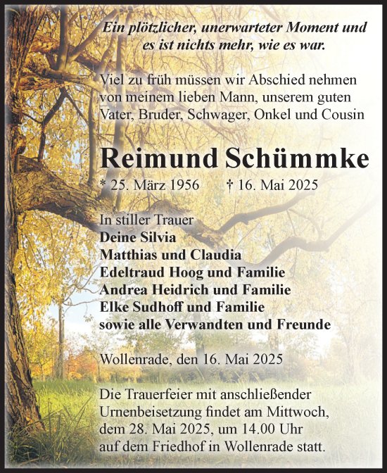 Traueranzeige von Reimund Schümmke von Volksstimme Altmark Ost