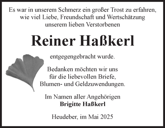 Traueranzeige von Reiner Haßkerl von Volksstimme Wernigerode