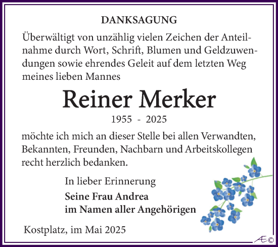 Traueranzeige von Reiner Merker von Trauerkombi Weißenfels