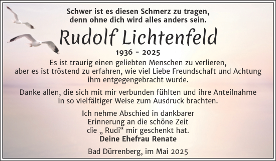Traueranzeige von Rudolf Lichtenfeld von Trauerkombi Merseburg