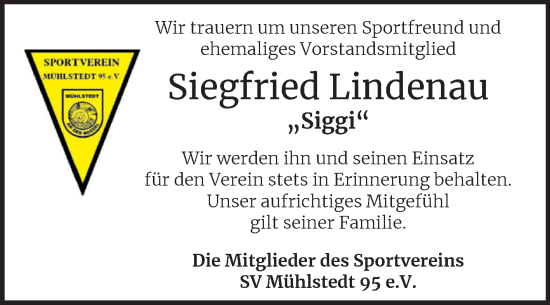 Traueranzeige von Siegfried Lindenau von Trauerkombi Dessau