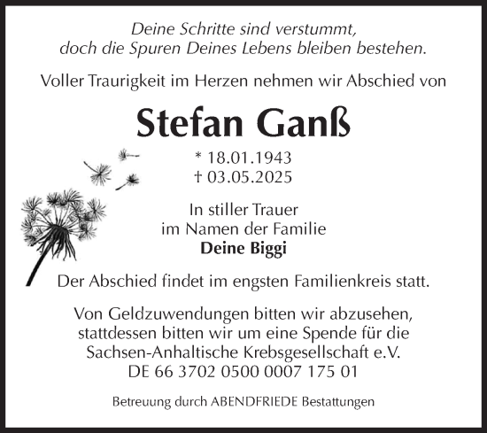 Traueranzeige von Stefan Ganß von Volksstimme Magdeburg