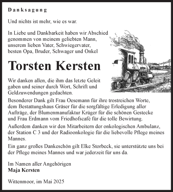 Traueranzeige von Torsten Kersten von Volksstimme Altmark Ost