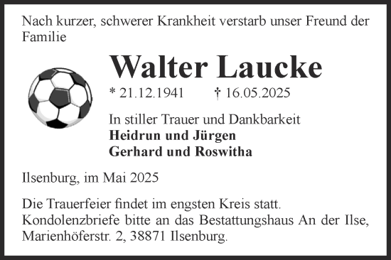 Traueranzeige von Walter Laucke von Volksstimme Wernigerode