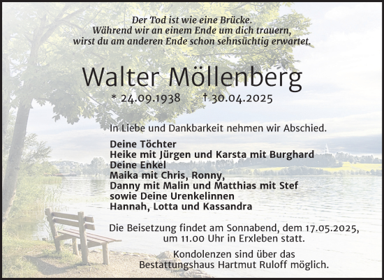 Traueranzeige von Walter Möllenberg von Volksstimme Haldensleben/Wolmirstedt