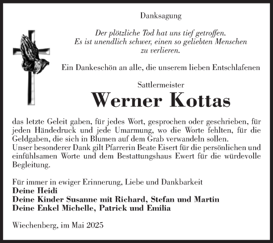 Traueranzeige von Werner Kottas von Volksstimme Burg/Genthin