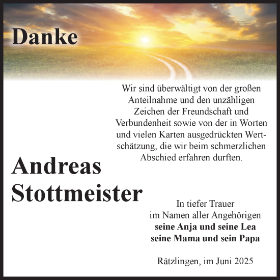 Traueranzeige von Andreas Stottmeister von Volksstimme Haldensleben/Wolmirstedt