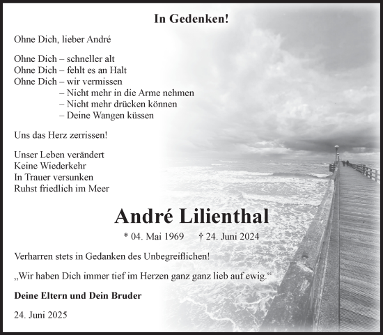 Traueranzeige von André Lilienthal von Volksstimme Burg/Genthin