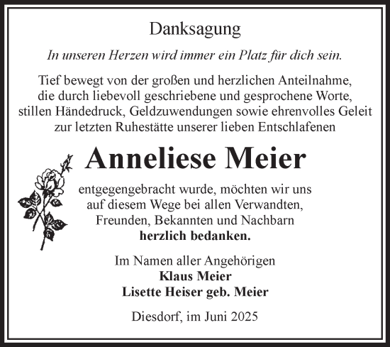 Traueranzeige von Anneliese Meier von Volksstimme Altmark West