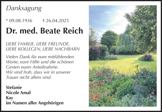 Traueranzeige von Beate Reich von Volksstimme Altmark Ost
