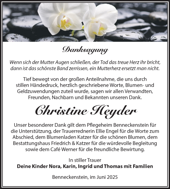 Traueranzeige von Christine Heyder von Volksstimme Wernigerode