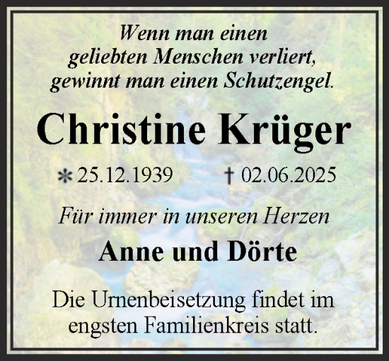 Traueranzeige von Christine Krüger von Trauerkombi Dessau