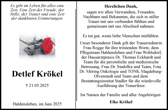 Traueranzeige von Detlef Krökel von Volksstimme Haldensleben/Wolmirstedt