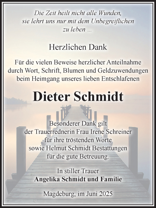 Traueranzeige von Dieter Schmidt von Volksstimme Magdeburg