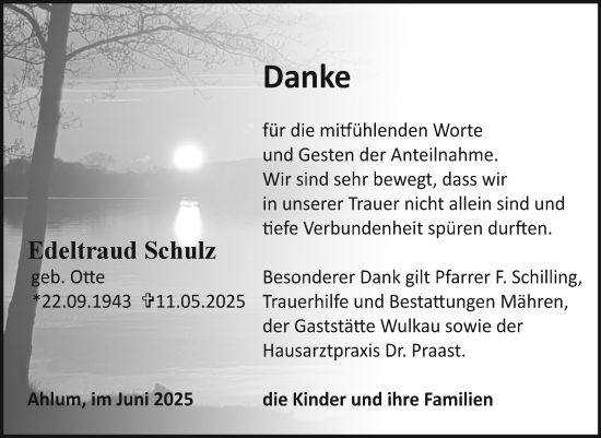 Traueranzeige von Edeltraud Schulz von Volksstimme Altmark West